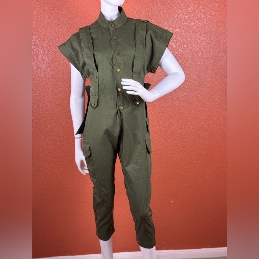 LAtiste Oversize Mint Green Utility Jumpsuit Button-Front Pockets S Small A3 - Picture 3 of 16